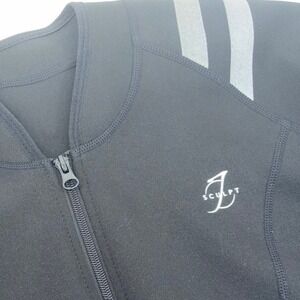 J Sculpt Black Neoprene Sauna Jacket Reflective Zip Front Workout Top Women L